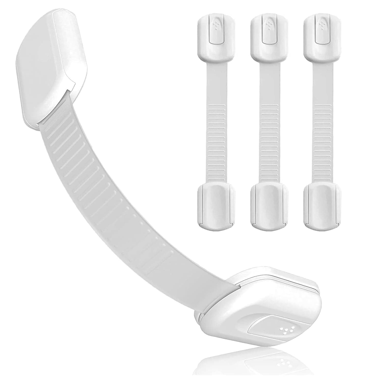 ALMEKAQUZ Child Proof Cabinet Locks (4 Packs), Baby Toddlers Locks for Drawers, Refrigerator Safety Latches for Kids Pets, Durable Safe ABS Material Strong Adhesive, No Drill Tool Needed Easy to Use