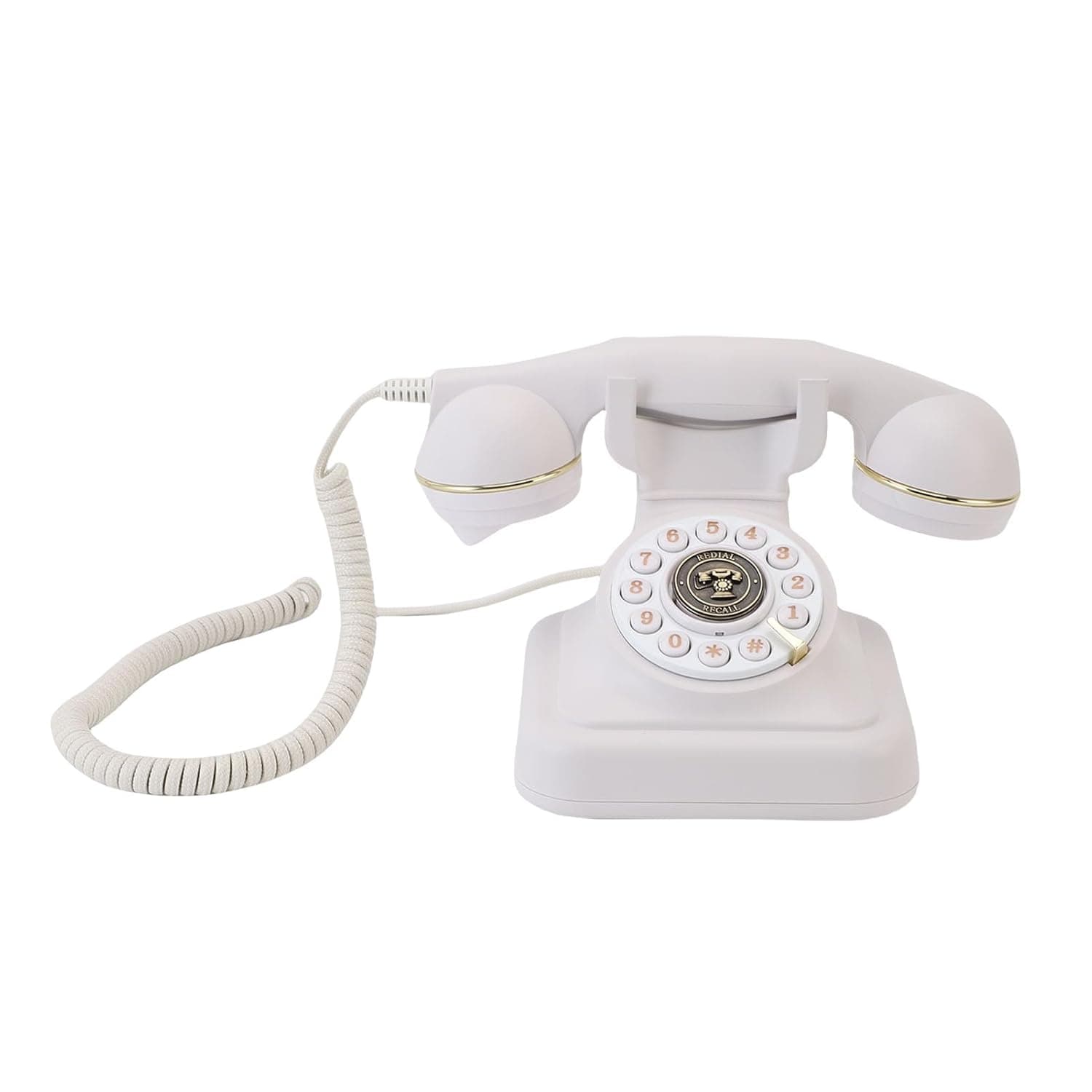 Denash 32GB Retro Design Audio Guestbook Phone for Wedding Anniversary, Easy-to-Use Voicemail Storage Card, Suitable for Retro Enthusiasts (White)