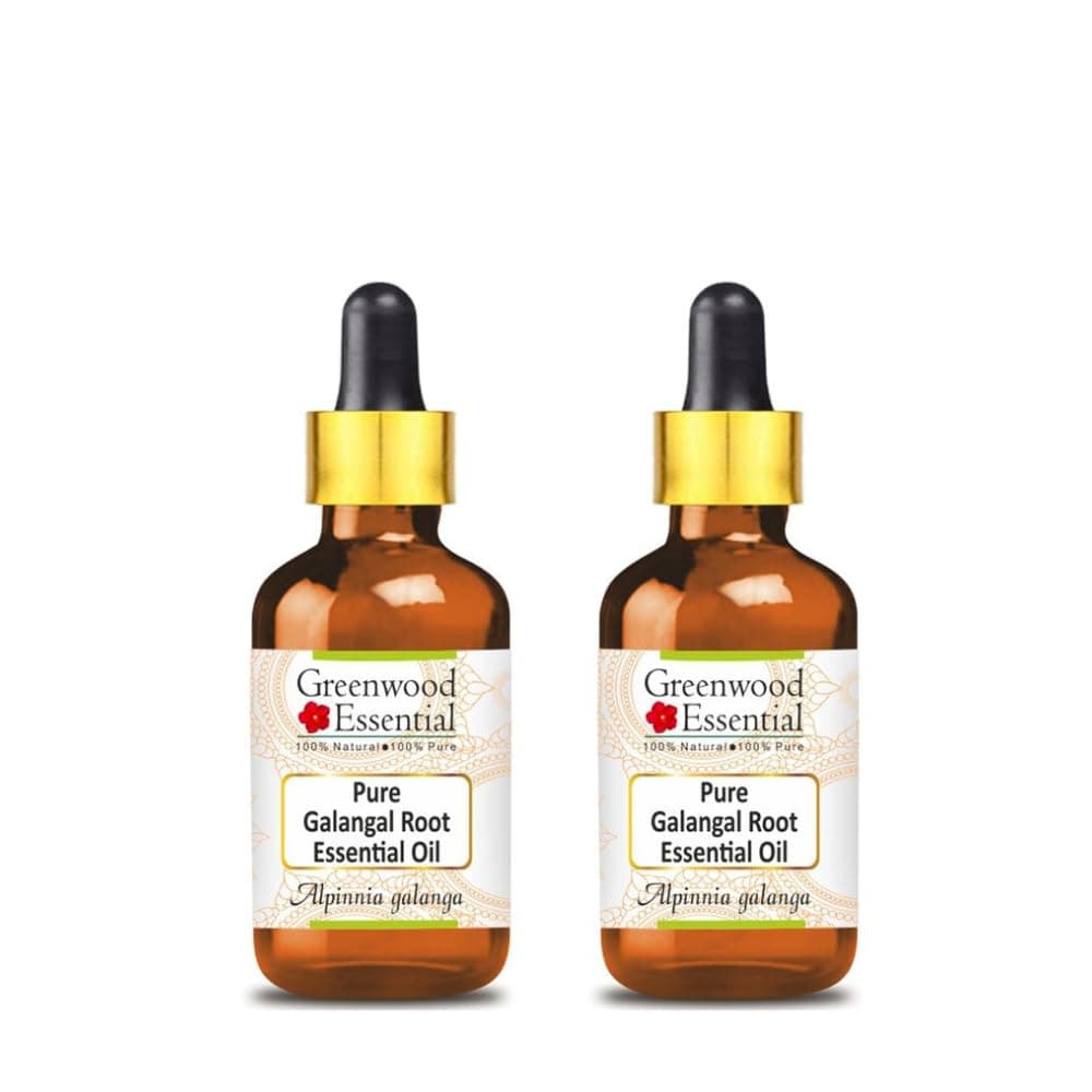 Greenwood Essential Pure Galangal Root Essential Oil (Alpinia Galanga) with Two Glass Droppers Steam Distilled (Pack of Two) 5ml X 2 (0.33 oz)