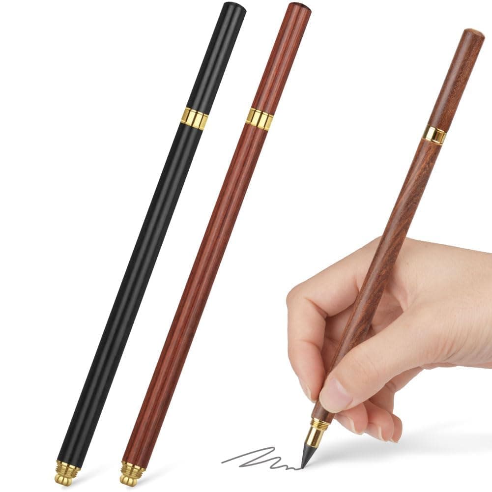 Inkless Pencil 3 Pack, Reusable Wooden Infinity Pencils with Alloy Nib, Everlasting Graphite Writing and Drawing Tool for Students, Office, School, Art, and Sketching Supplies