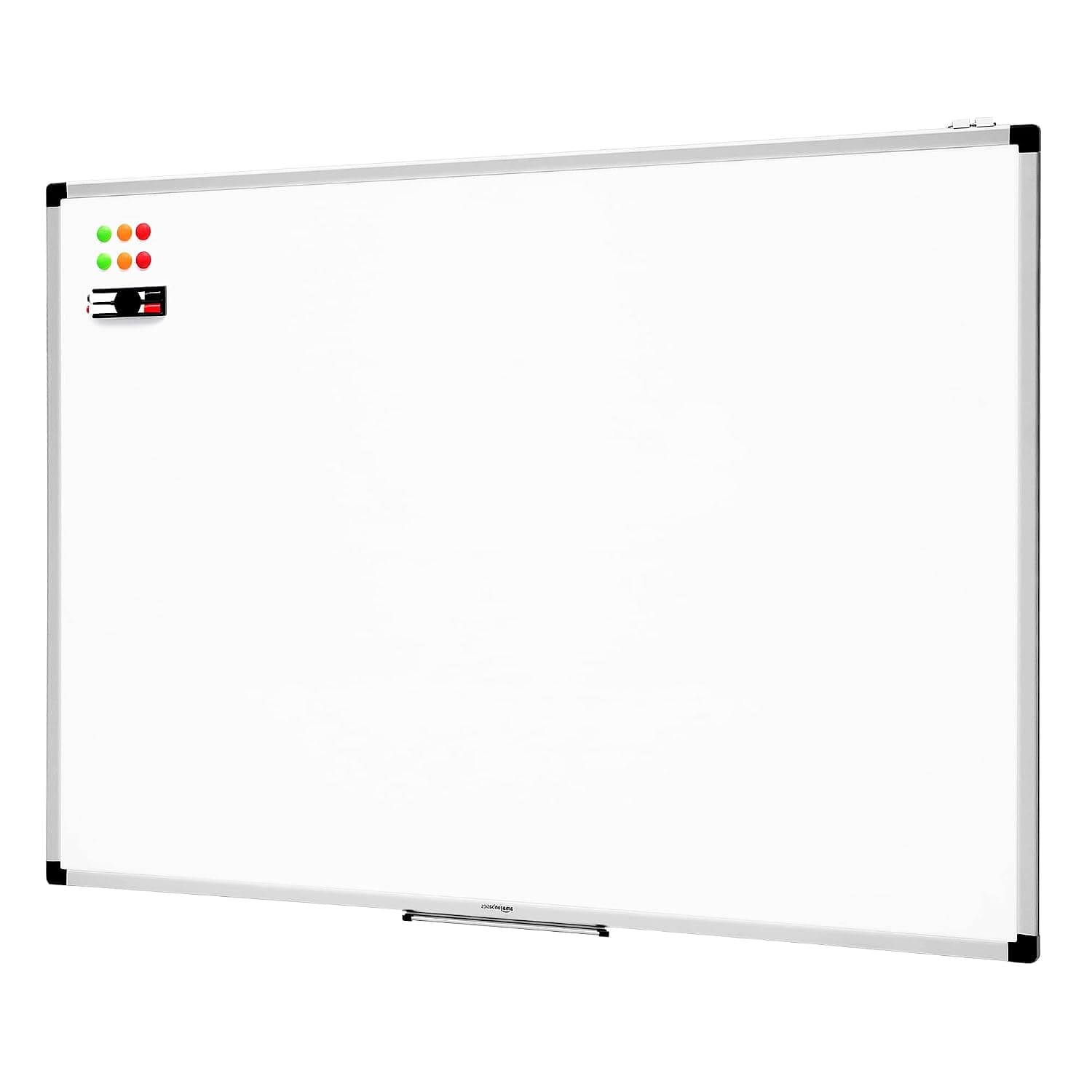 Amazon Basics Whiteboard Drywipe Magnetic with Pen Tray and Aluminium Trim, 120 cm x 90 cm (WxH)