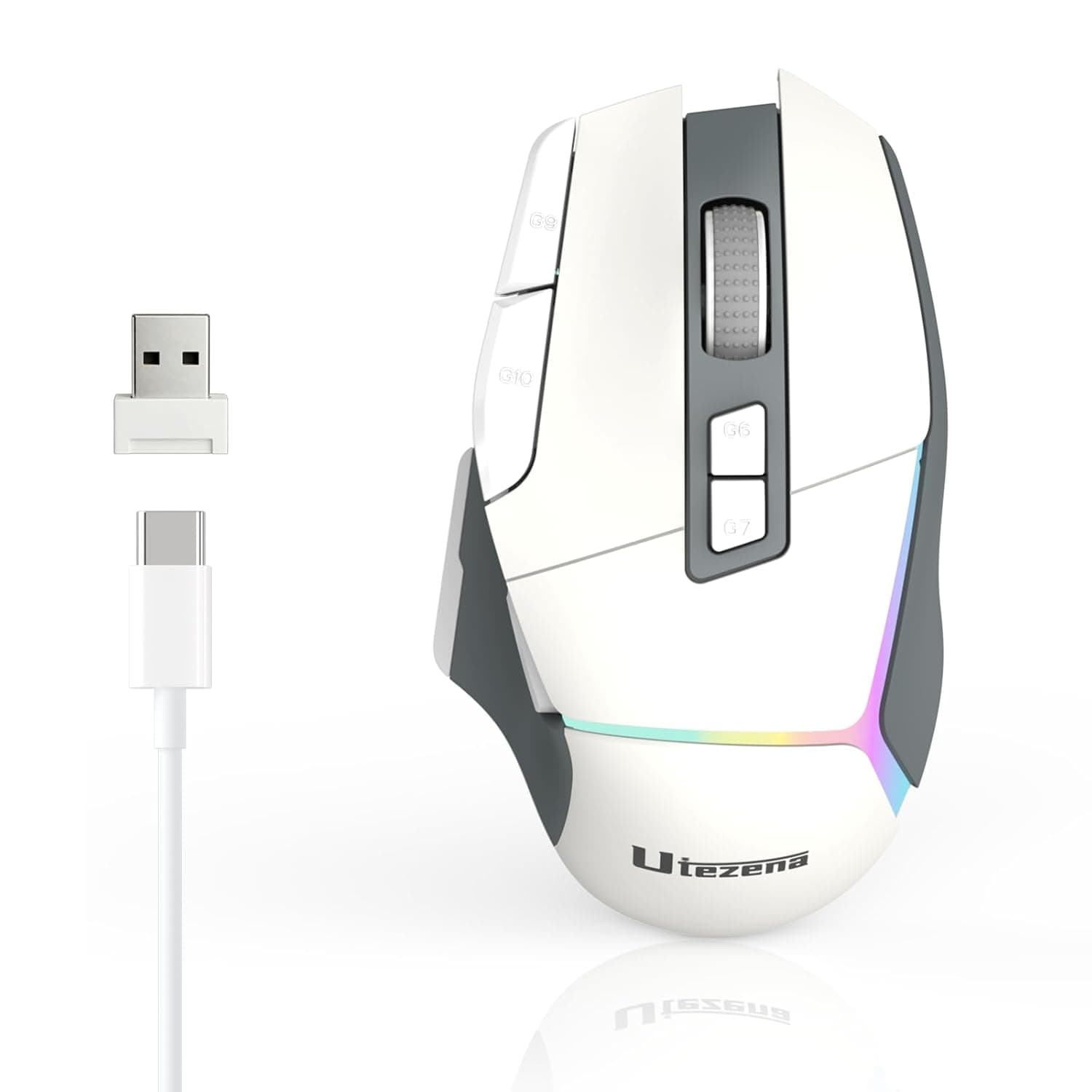Wireless Gaming Mouse with Tri-Mode-2.4G Wireless/Wired/BT, 24000 DPI Lightweight Wireless Mouse, 1000Hz Polling Rate, PAW3311 Optical Sensor, 10 programmable Buttons for Office/Gaming
