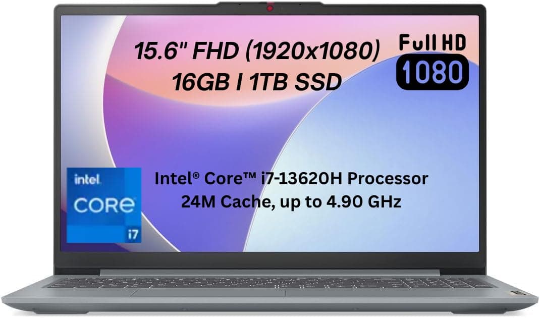 Lenovo IdeaPad Slim 3 15IRH8 Laptop Intel Core i7-13620H 15.6" FHD Display 16GB RAM 1TB SSD Intel UHD Graphics Windows 11 English Keyboard Arctic Grey (Upgraded)