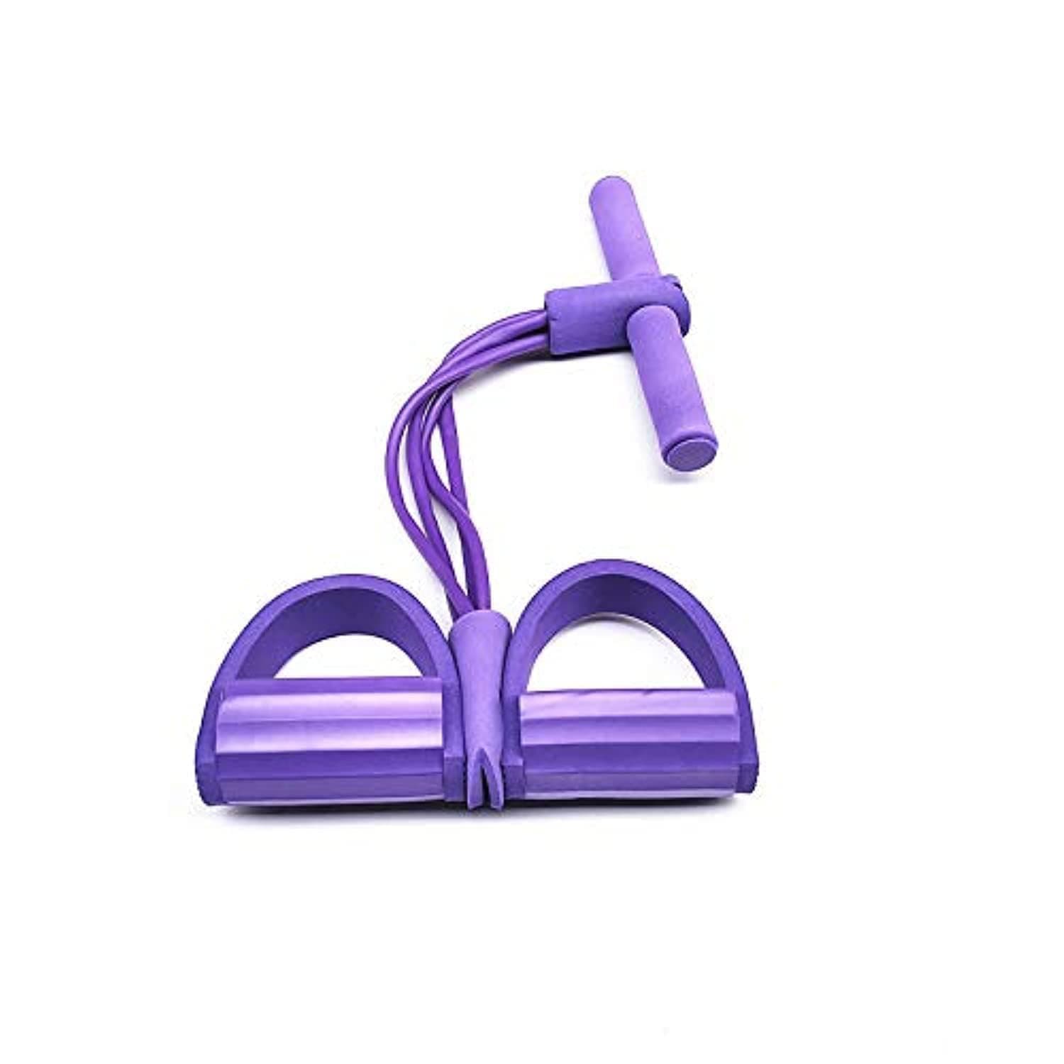Pedal Resistance Band,4-Tube Natural Latex Elastic Sit Up Pull Rope with Foot Pedal Abdominal Exerciser Equipment Fitness Stretching Slimming Training