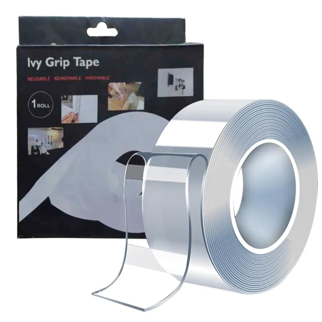 MB® Heavy Duty Nano Double Sided Tape, 30MM Wide, Multipurpose Removable Clear Adhesive Tape | Reusable, Washable, Traceless Gel Grip Tape for Home, Kitchen, Office, Wall Mounting
