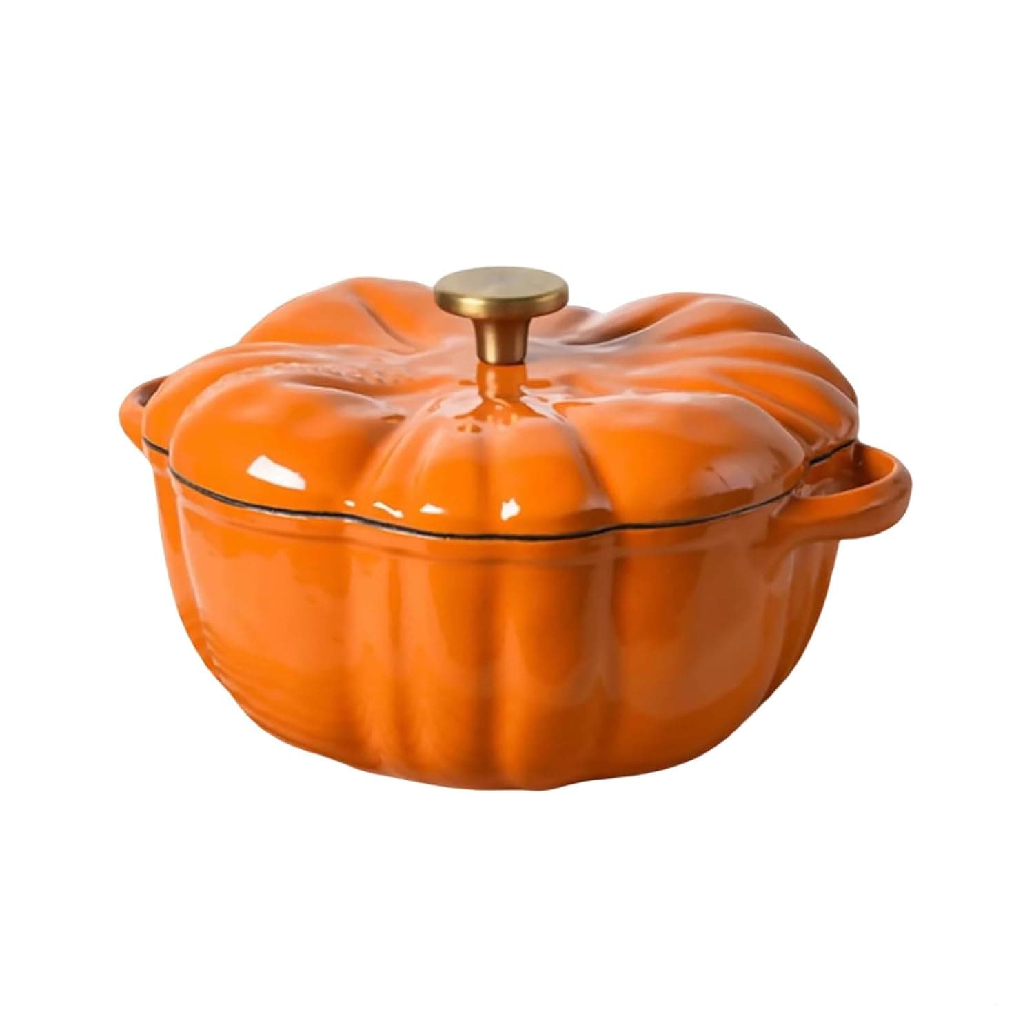 Pumpkin Enameled Cast Iron Dutch Oven with Lid, Heavy Duty and Dual Handles Pot, Oven & Stove Safe up to 450°F, Oven Safe for Bread Baking, Braising, Cooking Soup and Family Gifts (Orange)
