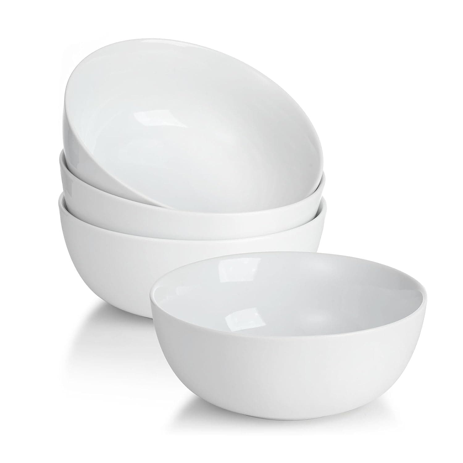 Miicol White Cereal Bowls 20 oz / 600ml, Ceramic Soup Bowls Set of 4, Breakfast Bowl 6 inch / 15cm, Kitchen Bowl for Pasta, Salad, Ramen, Oatmeal, Microwave and Dishwasher Safe
