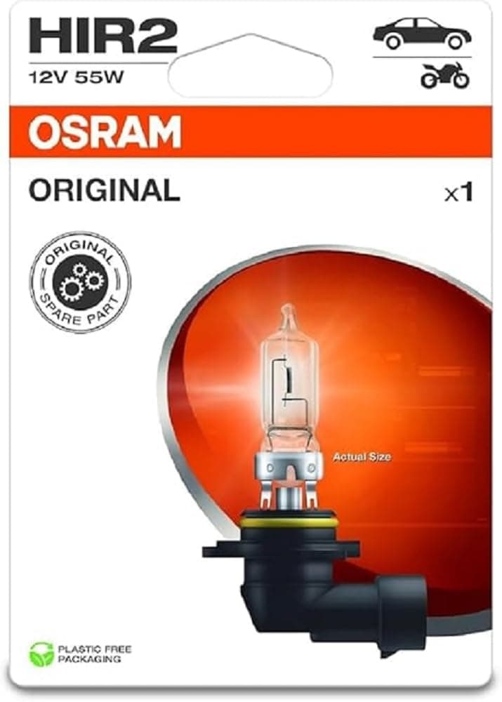 Osram Original Line, HIR2, halogen headlight bulb for vehicles, single blister (1 lamp), white