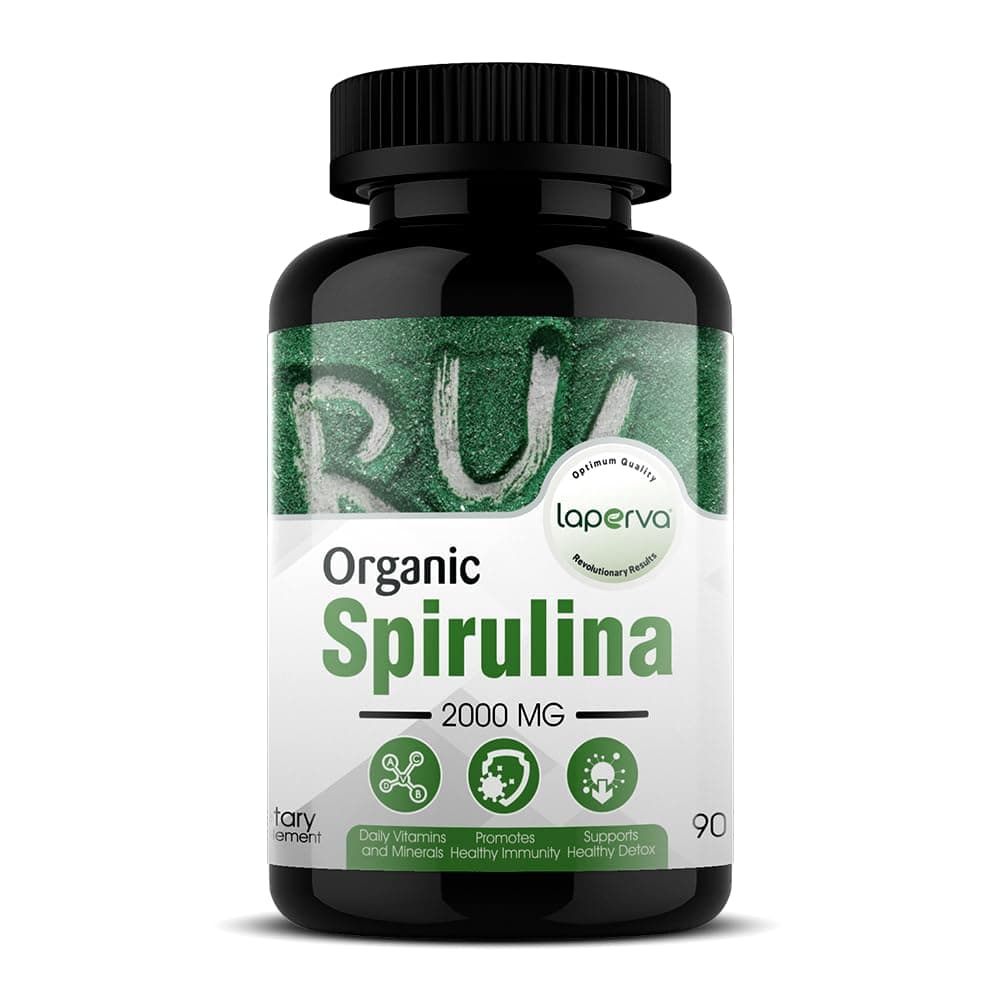 Laperva Organic Spirulina Capsules – 2000 mg, Daily Vitamins and Minerals (90 Veggie Capsules)