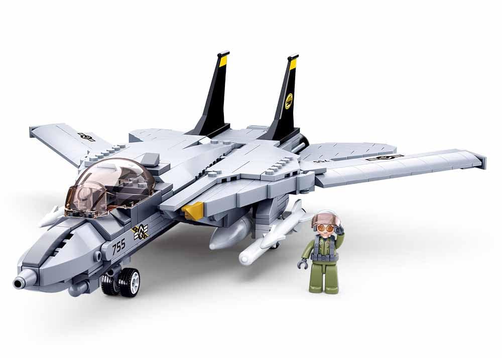 Sluban Model Bricks Series -Fighter Jet Building Set With Mini Figur - 404 Pcs Multicolored