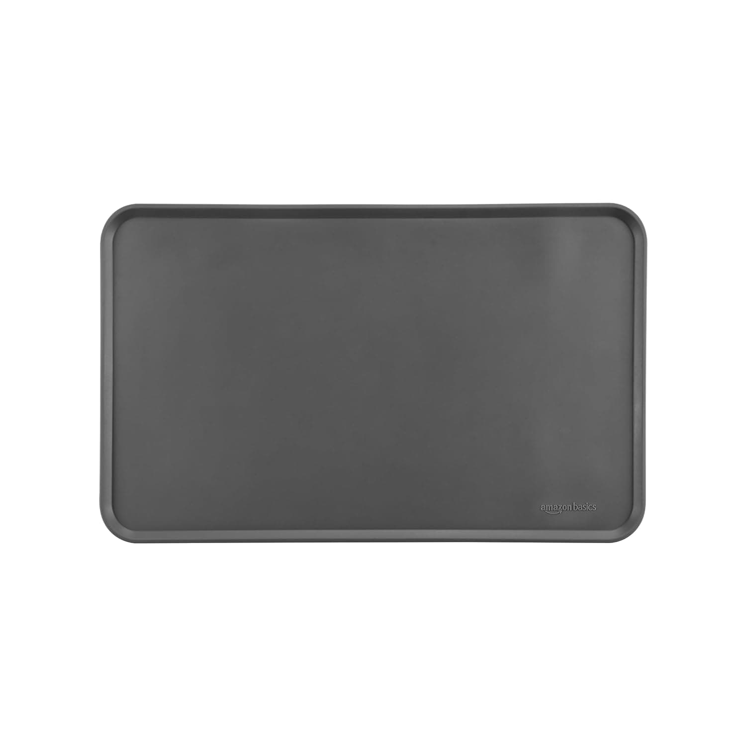 Amazon Basics Waterproof Anti-Slip Silicone Pet Food and Water Bowl Mat - 18.5 x 11.5 Inches, Gray
