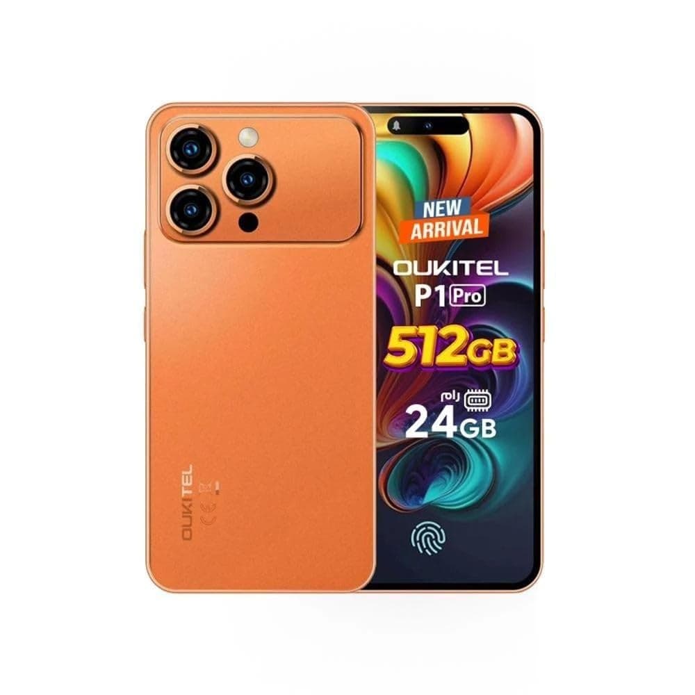 P1 Pro Dual SIM 8GB + 16GB Extended RAM 512GB 4G Ultra-Thin Body Smartphone Middle East Version, 6.7 inch Screen Size, Orange