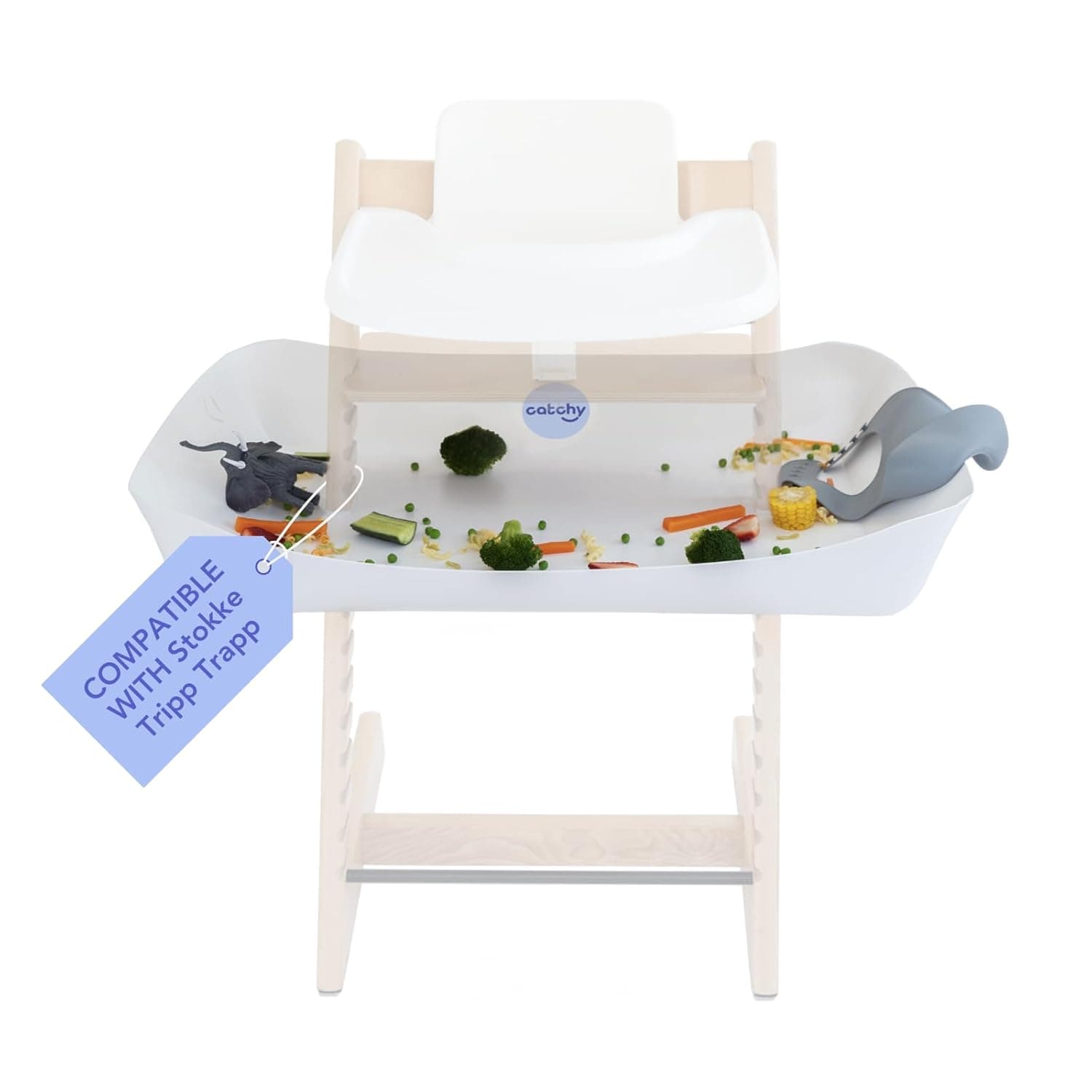 CATCHY - Food Catcher - Compatible with Stokke Tripp Trapp High Chair - Highchair Sold Separately - Baby & Toddler Food & Mess Catcher - Under High Chair Accessory - Baby Feeding Essentials