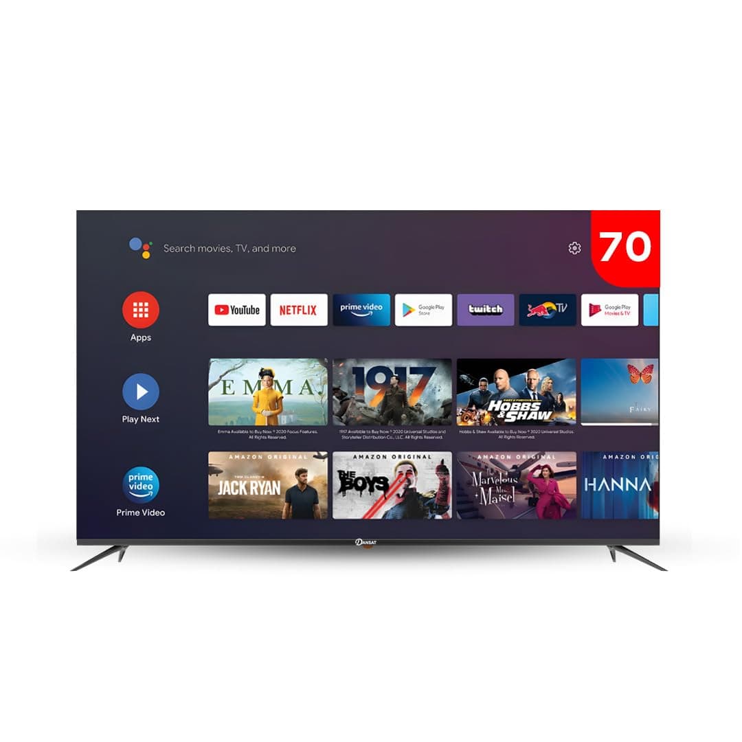 Dansat DTD70BU Ultra HD 4K Android 13 Television, 70-Inch Screen Size, Black