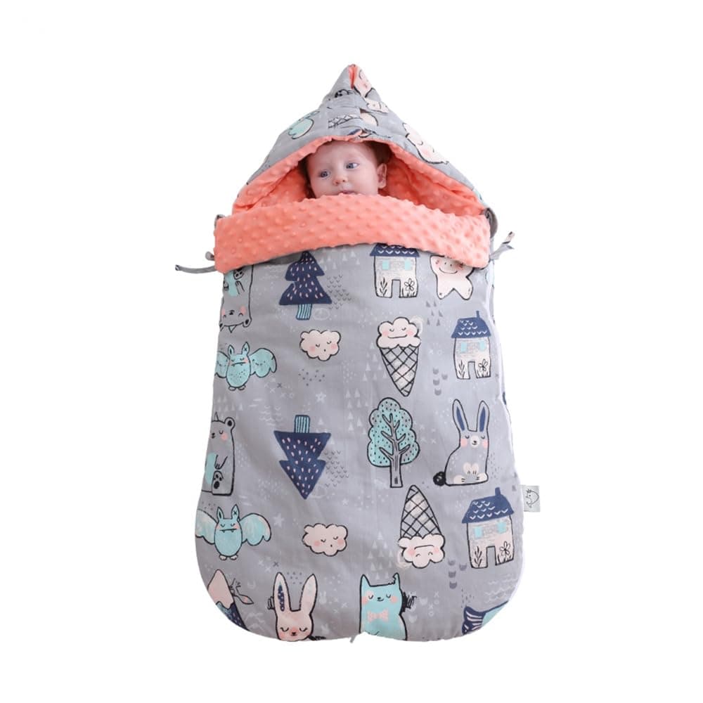 KATGROCHIR Newborn Baby Blanket Swaddle Wrap, Multifunction Stroller Wrap Sleeping Mat Soft Warm Thick Baby Sleeping Bag for Unisex Toddler 0-6 Months