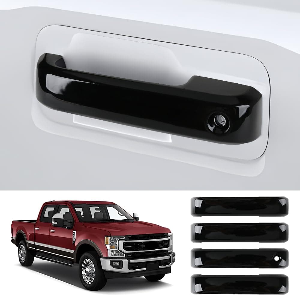 Car Door Handle Cover for Ford F-150 2015-2020，F-250 Super Duty 2017-2022，F-350 Super Duty 2017-2022 Auto Exterior Accessories Handle Protectors Covers Wrap Decoration ABS Gloss Black