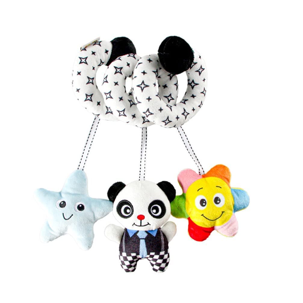Activity Spiral Toys Baby Panda Plush Toys Stroller Music Toy Rattles Toys Crib Activity Hanging Toy for Baby Infant Newborn