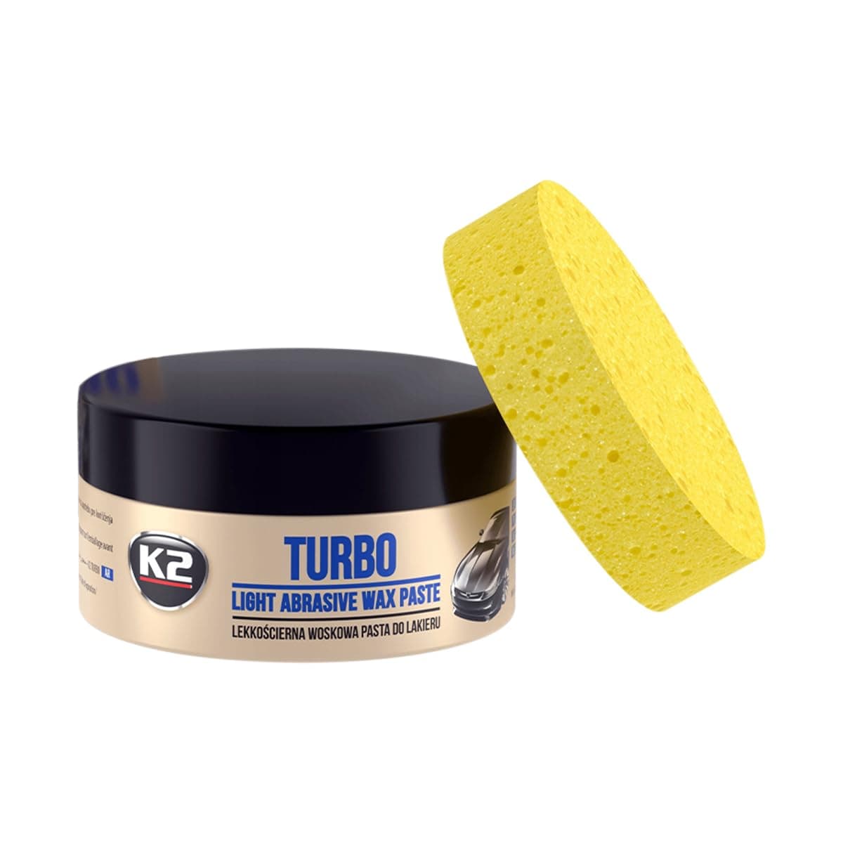 K2 Turbo Light Abrasive Wax Paste - Removes Scratches and Polishes Paint - 250g With Application Sponge, NANOTECH, Car Paint Protection Cream and Kit