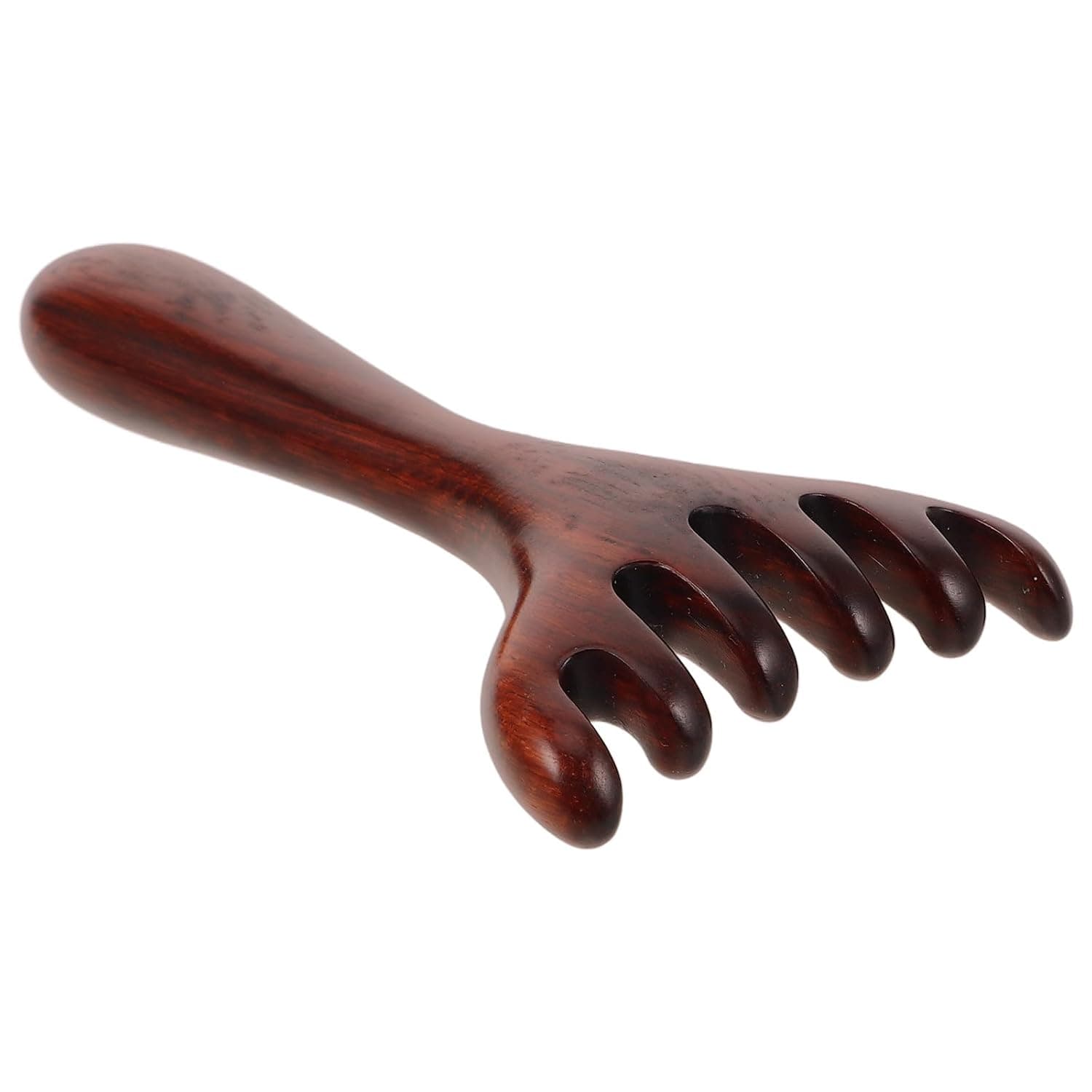 Wooden Foot Massage Rake with Long Handle, 6-Claw Massager for Plantar Reflexology, Natural Wood Craft Massage Comb for Foot Meridian Relaxation