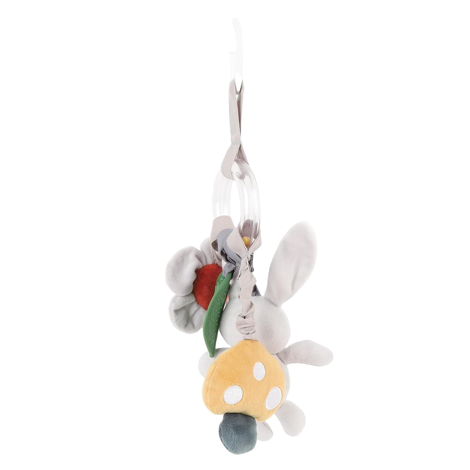 Baby Hanging Toy for Infants, Cute Plush Bunny Rattle for Car Travel and Stroller, Colorful Beads Engage Senses, Soft Plush Material