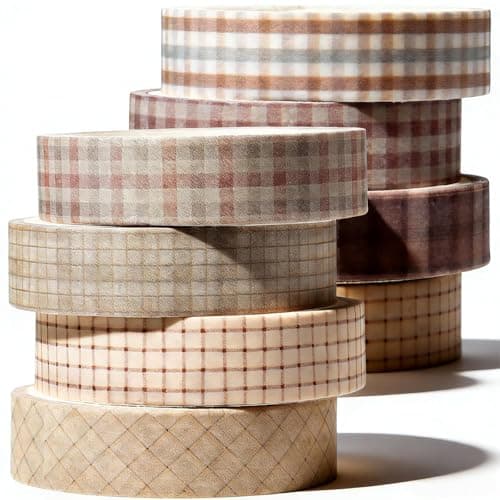 Vintage Tape Set, 10 mm Decorative Masking Tape for Journals, Scrapbooking, Planners, DIY Crafts, Small Floral Handmade Tape Decorative Sticker Gift Wrapping Art Projects, Lattice Pattern (8 Rolls)