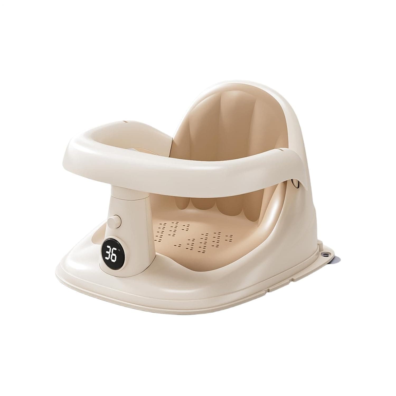 Shower Seat for Kids Suction Cup Non-Slip Soft Rubber Chair | with Water Temp Gauge Bath Tub Kids Seat for 6-24 Months Boys Girls Young Children Home Hotel Bathroom