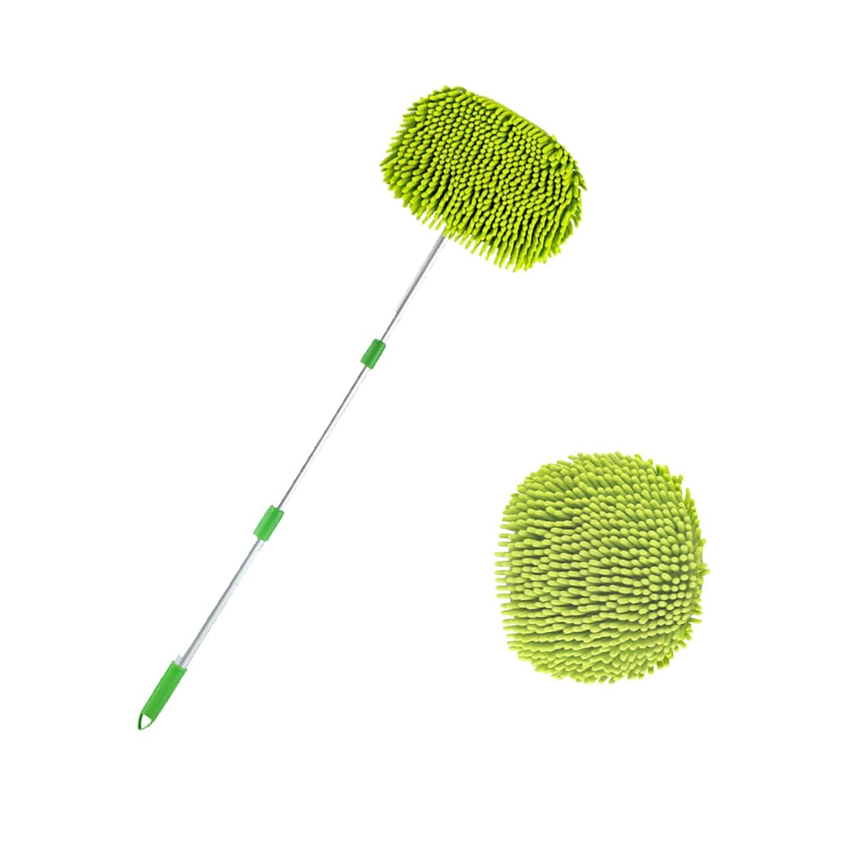ALMEKAQUZ Long handle Car Wash Brush,62" Car Wash Mop Kit,Car Mop Mitt Chenille Microfiber,Car Wash Brush Cleaning Kit,Car Care Kit replacement head, for RV Cars SUV Trucks and Bus (2-piece)