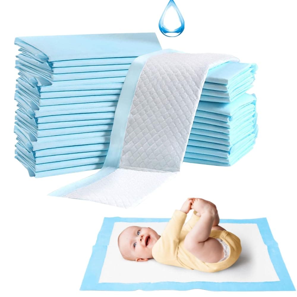 Disposable Changing Pads Baby Disposable Underpads Waterproof Diaper Changing Pad Breathable Underpads Bed Table Protector Mat (Blue-XLarge-20Pcs-60 * 90cm)