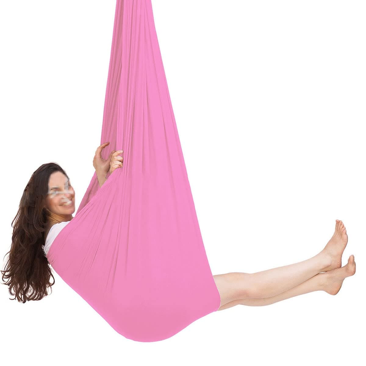 Sensory Swing for adults Indoor kids Therapy Swing Soothing Calming Snuggle Hammock durable strong fabric swing Excellent stretchability Includes Hanging Hardware (Color : Pink, Size : 1.5M x 2.8M)