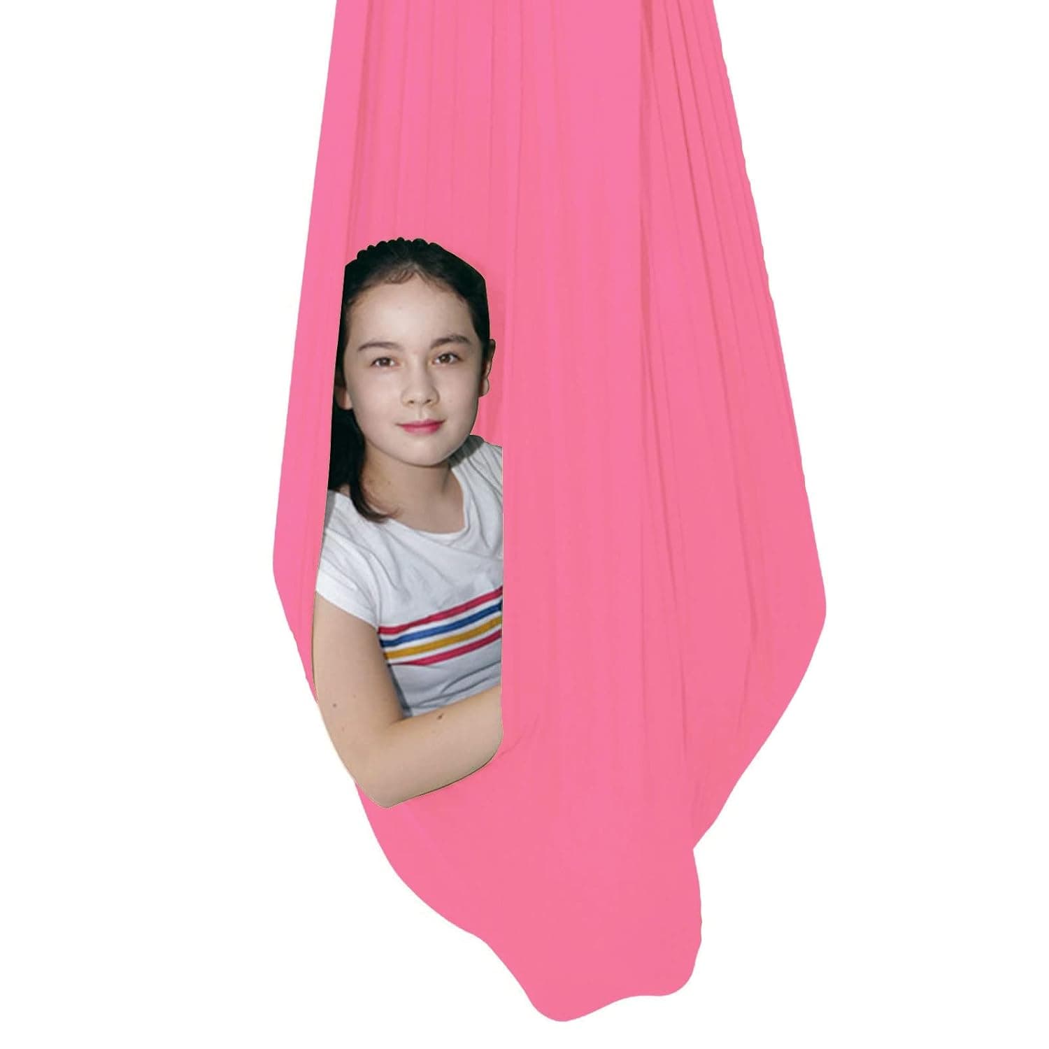 Sensory Swing for adults Indoor kids Therapy Swing Calming Snuggle Hammock durable soft strong fabric swing Best suited for children with SPD Autism and Asperger (Color : Pink, Size : 1M x 2.8M)