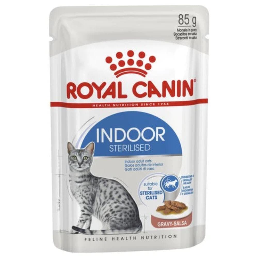 Royal Canin Sterilised Indoor in Gravy Adult Cat Wet Pouches 85g (Pack of 12)