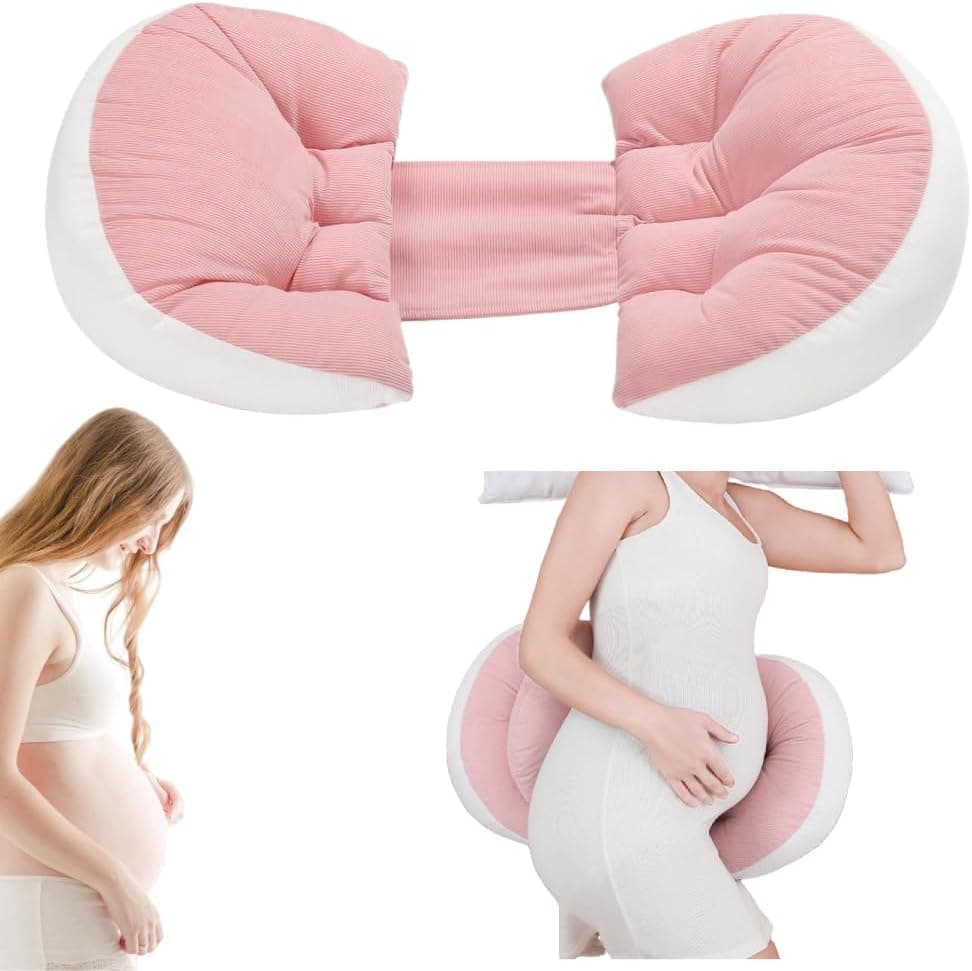 Pregnancy Pillow, Maternity Pillow Side Sleeper Pregnancy Support Pillow Adjustable Bed Wedge Pillow Support Waist Sleeping Pillow, Washable Cover, Best Pregnant Mom Gift (Pink)