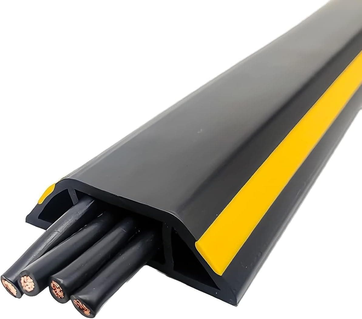 Aputue Floor Cable Cover, 2m Rubber Cord Protector, Heavy Duty PVC with Strong Adhesive, Low Profile Slip Resistant, Easy Install for Home Office, Trip Hazard Prevention, Customizable Length