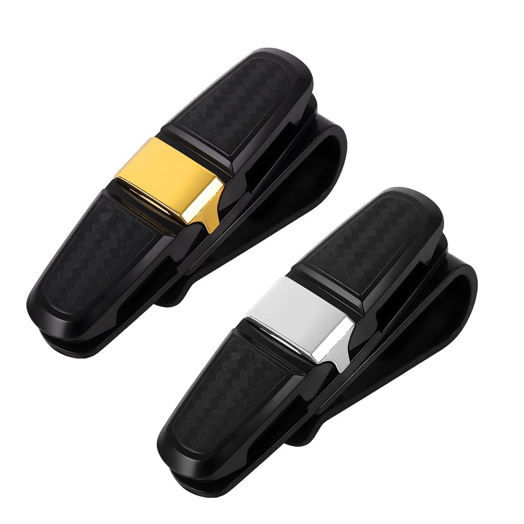 ELEPHANTBOAT 2PCS Sunglasses Holders for Car Sun Visor, 180° Adjustable Vehicle Organizer Securely Holds Glasses, Cards, and Tickets for Convenient Driver Access and Interior Organization