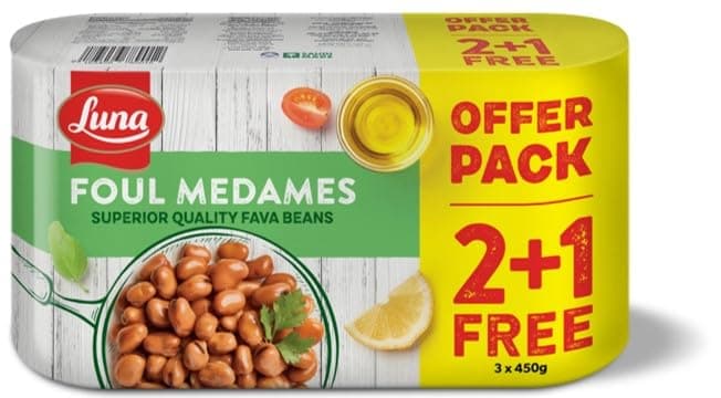 Luna American Fava Beans, 450 g Value Pack (2+1 FREE)