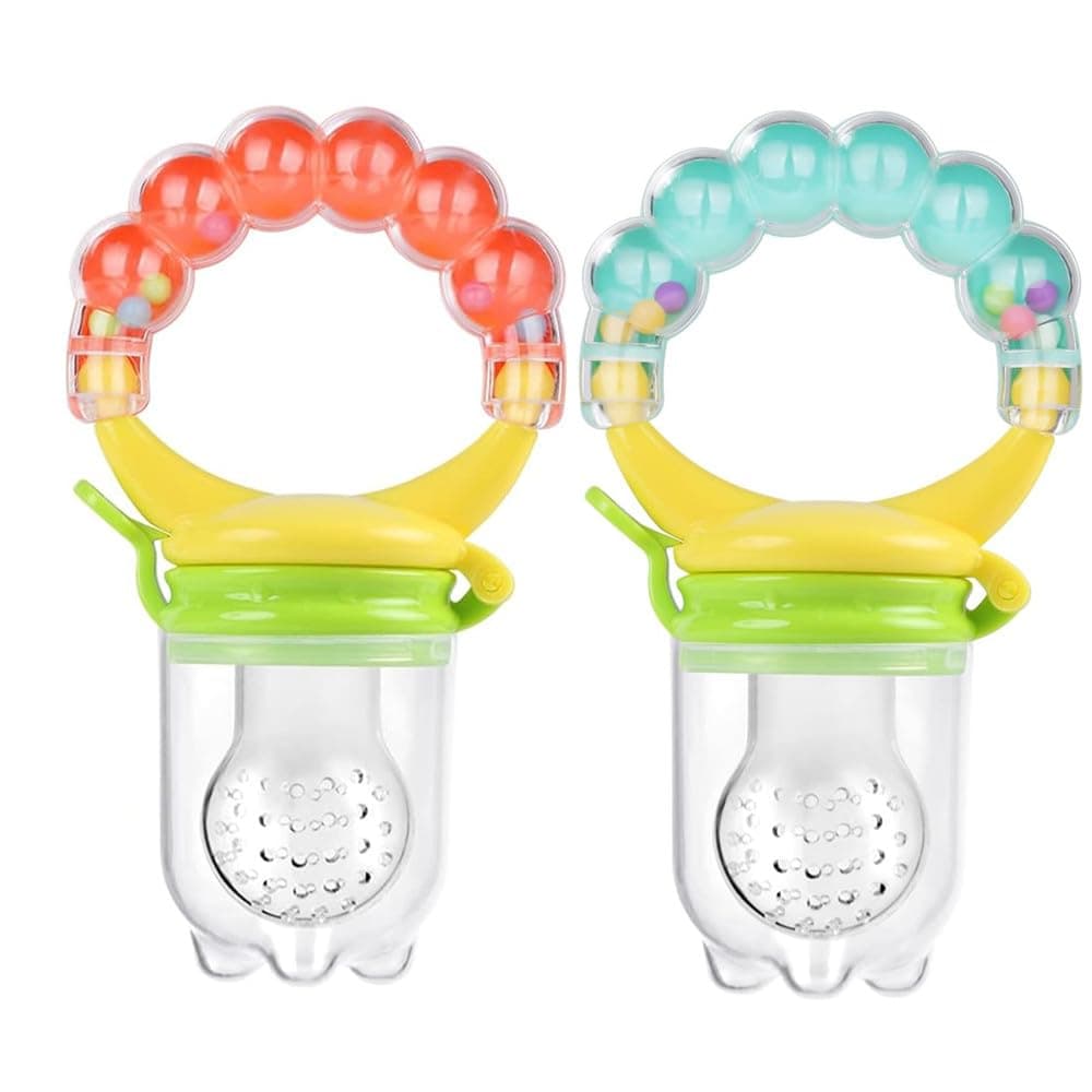 Baby Fresh Fruit Feeder Pacifier, 2 Pcs Food Feeder, Handgrip Reusable Nipple Gum-Massaging Teething Toy for Newborn Toddlers Girls Boys