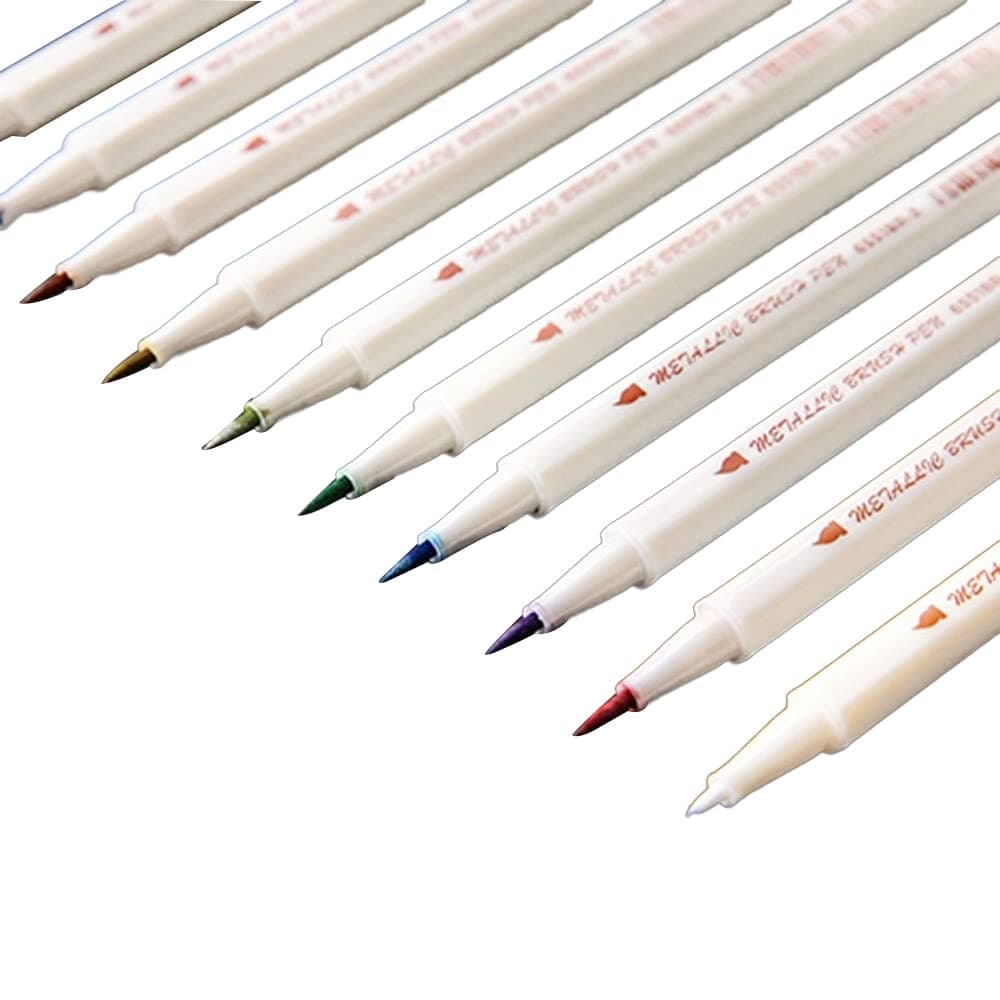 10 Colors STA Metallic Marker Pen Scrapbooking Crafts Card Making Brush Round Head Art Pen Drawing Stationery Office Supplies