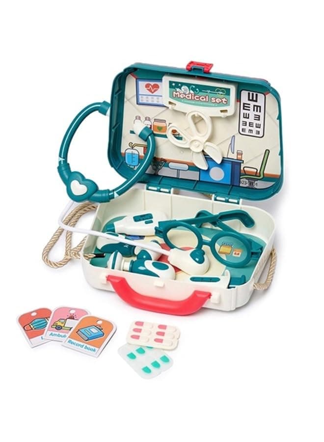Kids Toy Doctor Kit, 16 PCS Pretend Play Medical Suitcase Shoulder Bag, Educational Imaginative Play Set for Toddlers