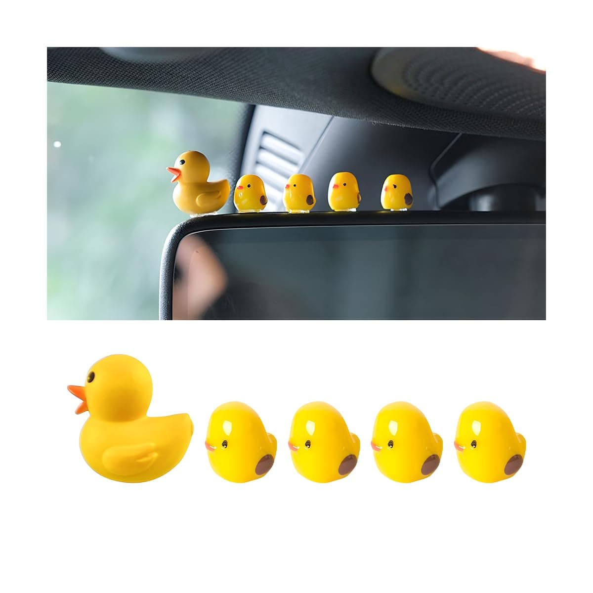 Mandark Cute Mini Duck Car Dashboard Accessories, 20 Piece 4 Set Chickens Vehicle Rearview Mirror Ornaments, Funny Chick Automotive Interior Rear View Window Decor, Universal Fit