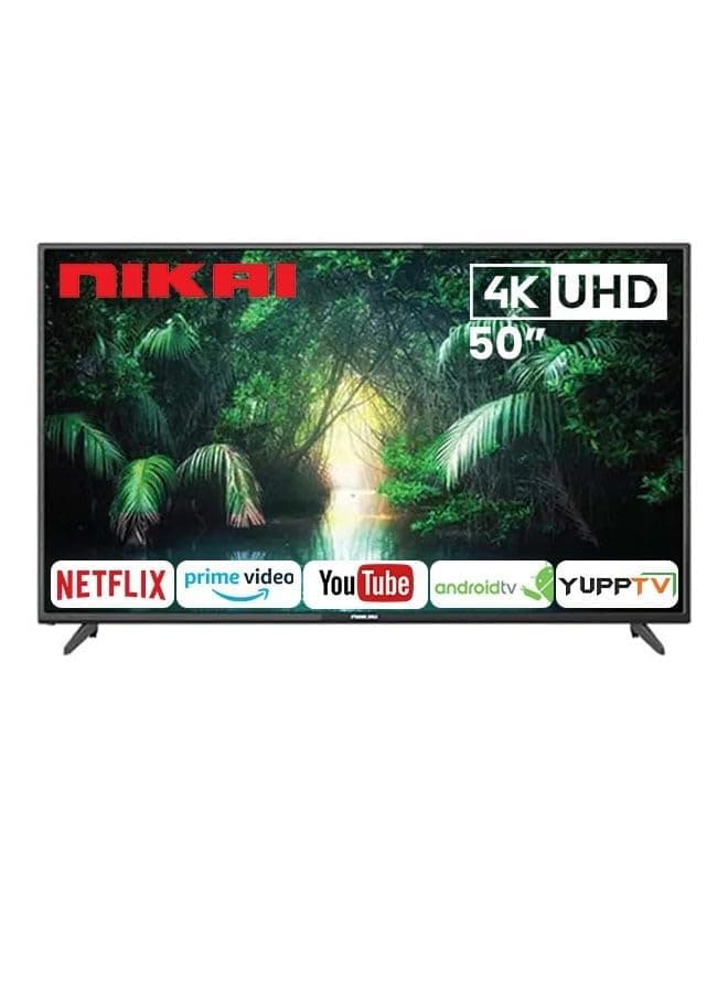 Nikai 50 Inch 4K UHD Smart LED TV | Android OS | Built-In Wi-Fi & DLNA | Smart Apps including Twitter, Facebook, and Skype | 2 HDMI 3 USB | Quad-Core Processor | UHD50SLED | UHD50SLED5 Black