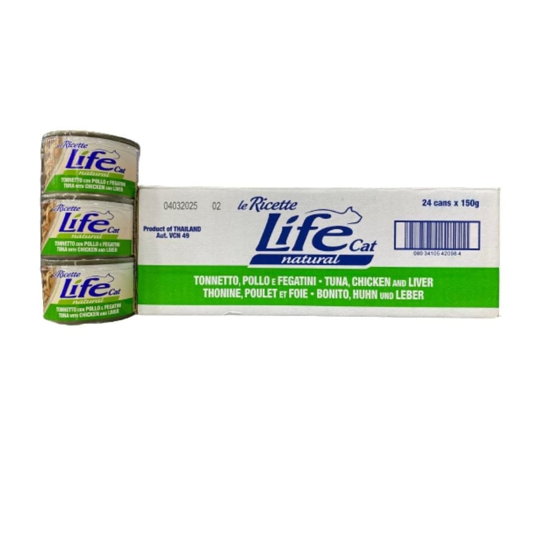 Life Cat wet food Tuna, Chicken And Fegatini, 150 Grams x 24