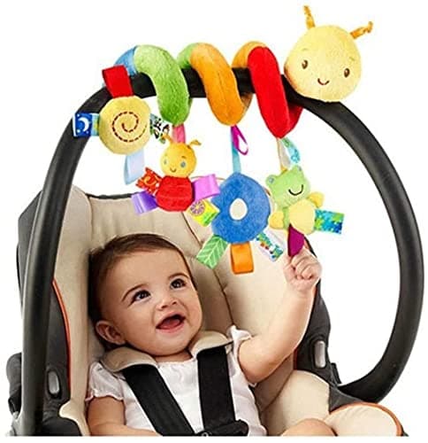 Baby Spiral Activity Hanging Toys, Stroller Toys Cart Seat Pram Toy, Kids Toys Infant Baby Worm Crib Bed Around Rattle Bell Cartoon Insect Stroller Hanging Rattle Toy for Car Seat Crib Mobile Dear-You