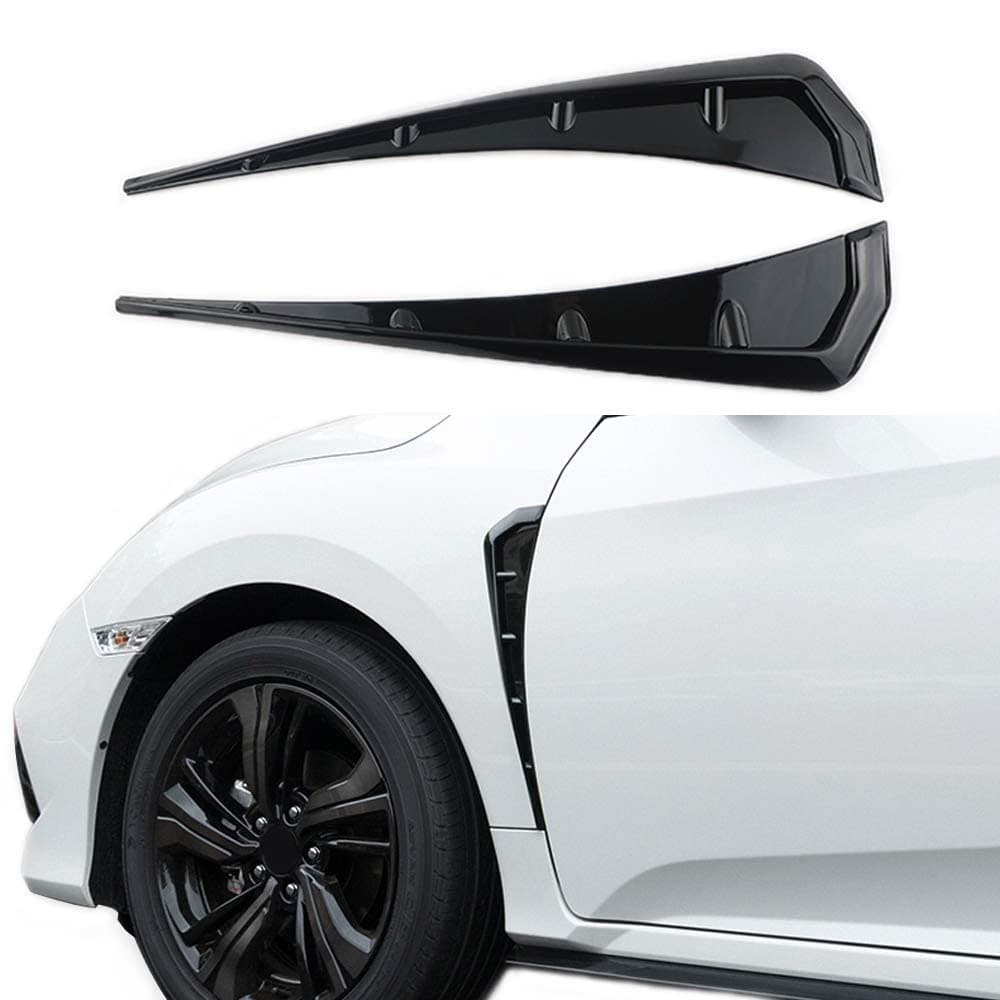 Car Fender Side Stickers, Universal Air Intake Vents Decorative Abs Exterior Accessories, Anti-collision Wing Stickers (Black)
