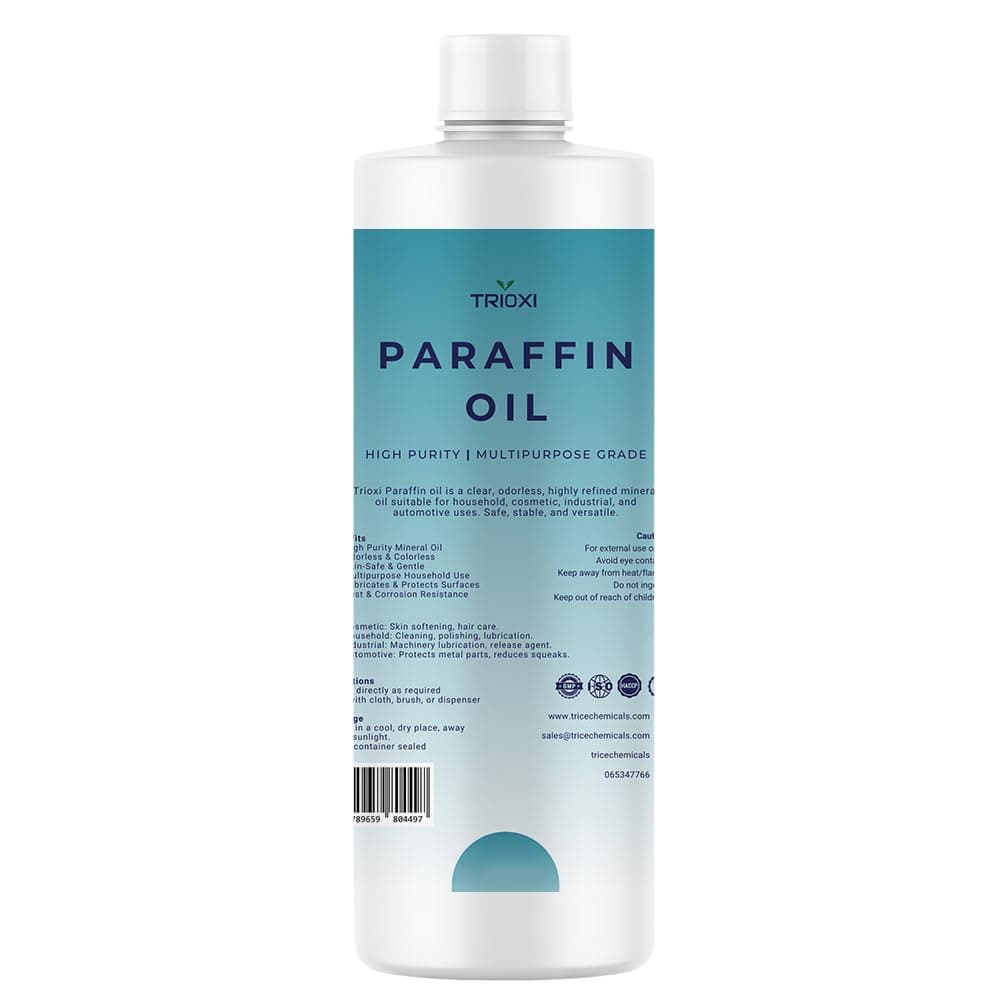 Trioxi Premium Liquid Paraffin Oil (Pharmaceutical Grade) – 100% Pure, Odorless & Colorless – Multi-Purpose Mineral Oil for Skincare, Wood Conditioning & Lamp Fuel (100ml)