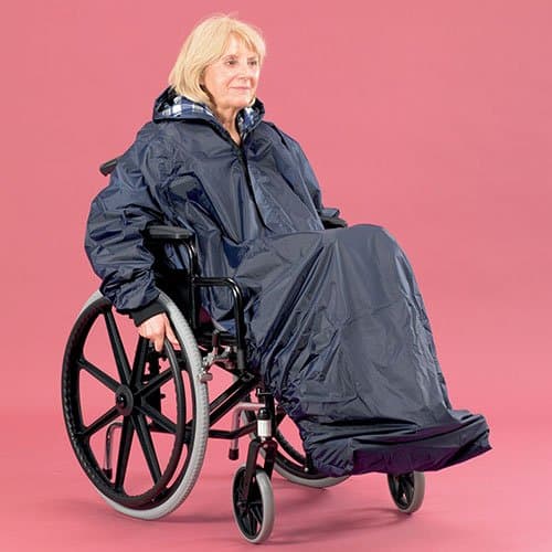 Homecraft Wheelchair Mac with Sleeves, Waterproof Complete Protection, Elasticated for Snug Fit, Prevents Fabric From Getting Wet, Knitted Cuffs, Unlined, Standard (Eligible for VAT relief in the UK)