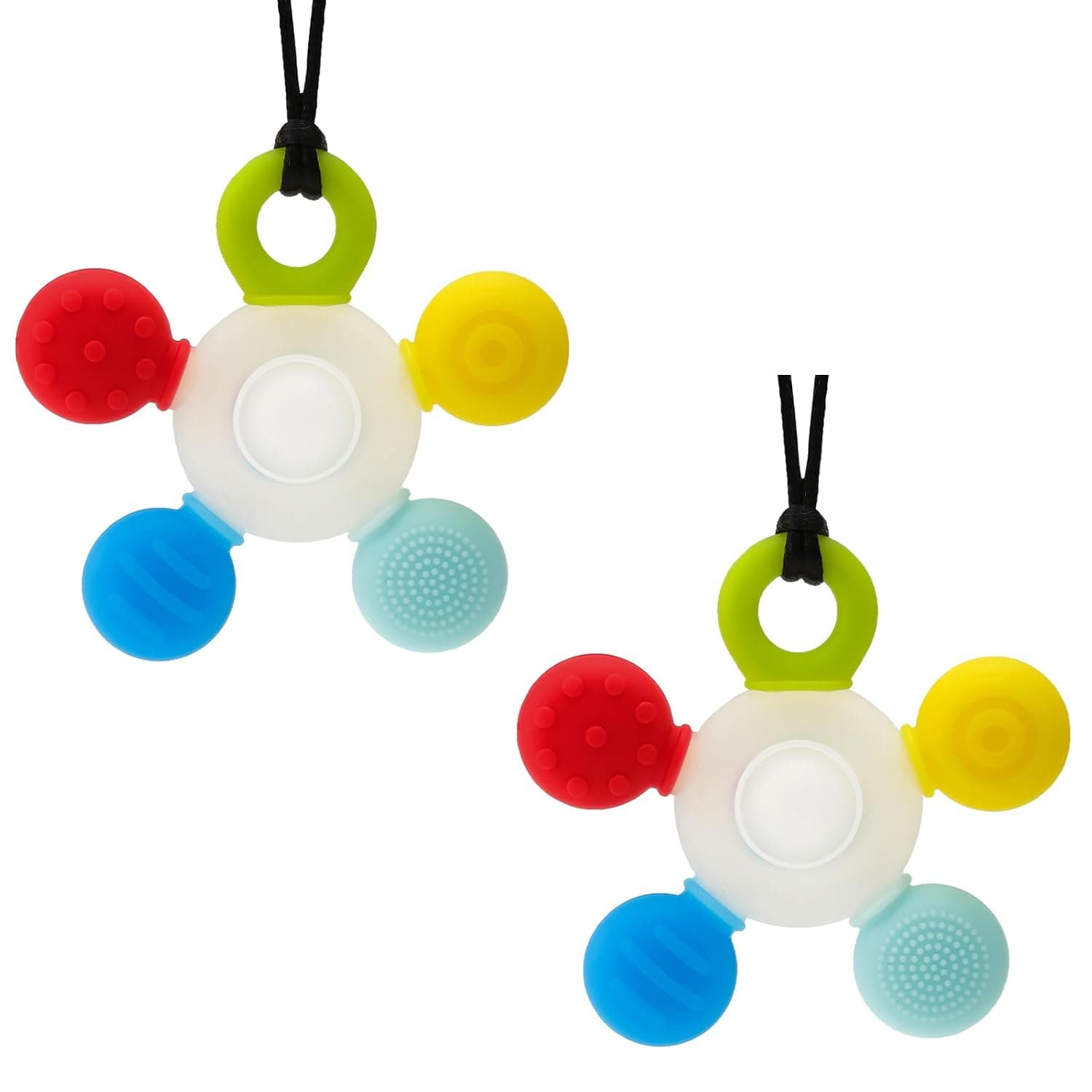 Chewy Necklace for Sensory Kids,2 Pack Seeway Silicone Sensory Chew Necklace Oral Motor Aids for Boys Girls, Autism Chew Toys for Kids Teens Adults with Anxiety ADHD SPD or Other Sensory Needs【White】