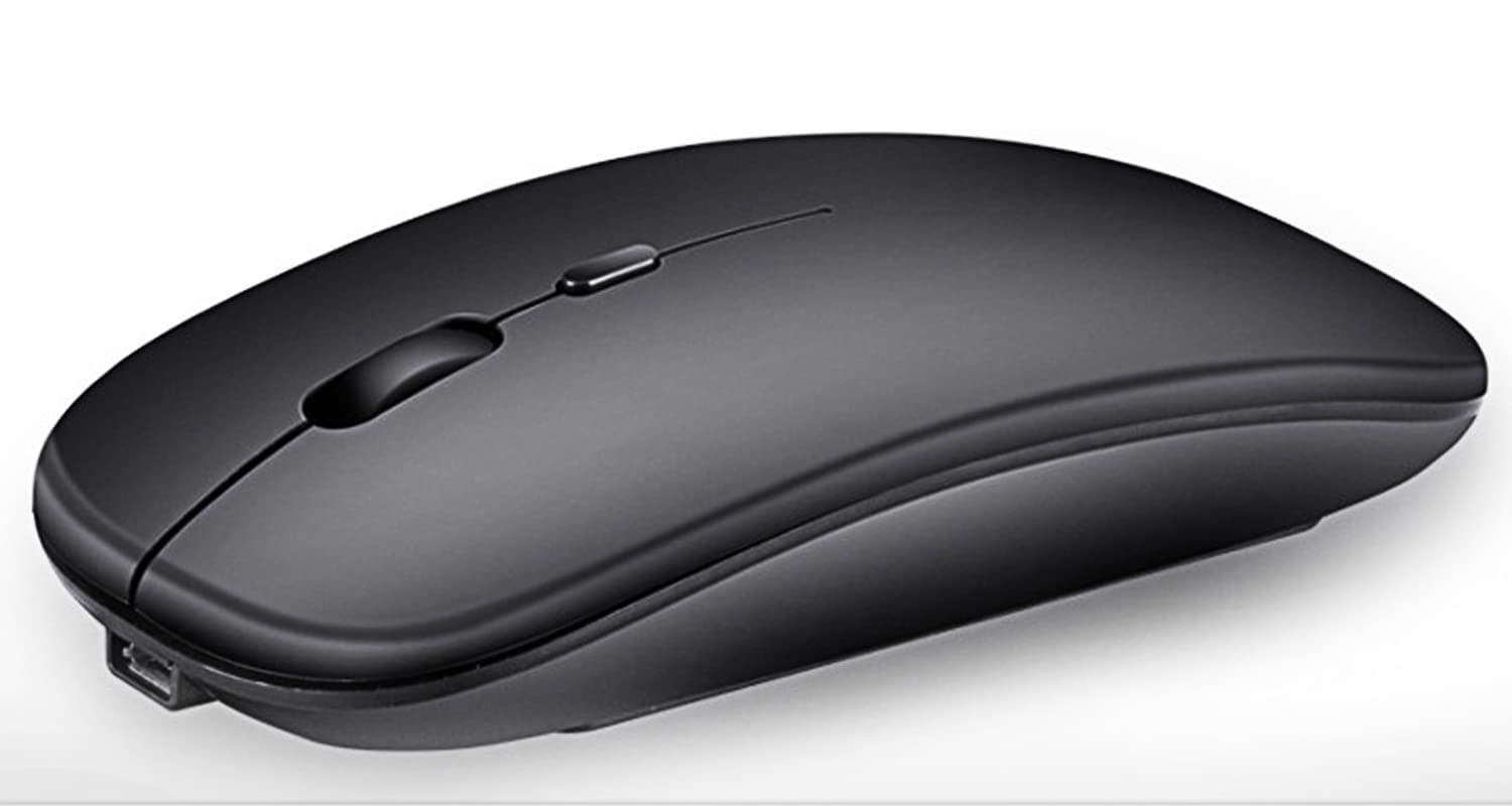 Silent Rechargeable Bluetooth Mouse, Wireless Mouse, Portable USB Phone Computer Mouse Type-C Port, Bluetooth Mouse for Windows Laptop Desktop USB Receiver (Matte Black)