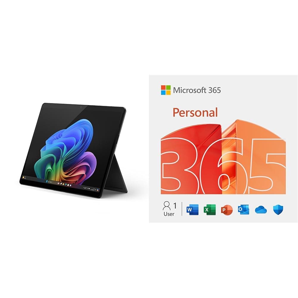 Microsoft Surface Pro 13"| OLED | 12 Core | Copilot+PC | 2 in 1 | 120Hz Display| Snapdragon X Elite| 16GB RAM | 512GB SSD | Black | KSA Version with Microsoft 365 Personal [Digital Code]