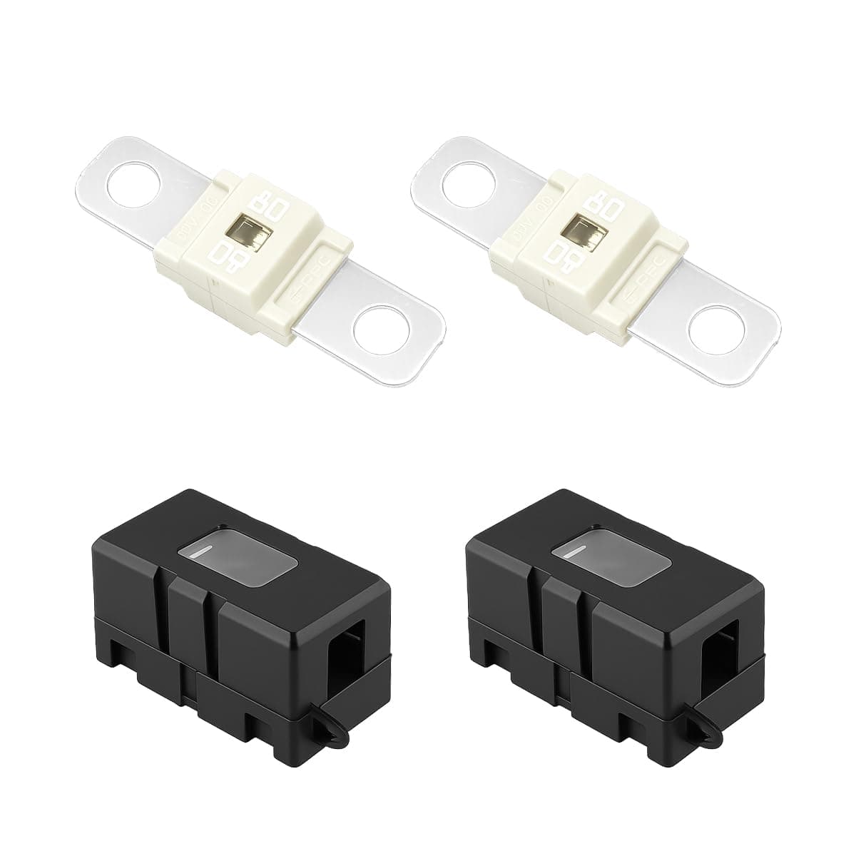 2PCS 80Amp Car AMI/Midi Fuse Holder Kit, High Current Bolt-on Fuse with Cover, Automotive Replacement Accessories, Universal for Buses Truck Construction Vehicles