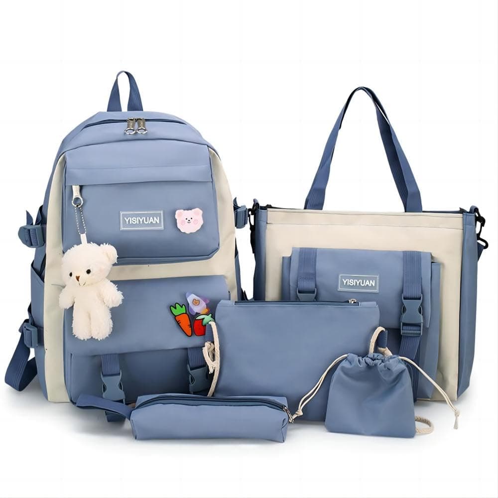 5 Pcs Schoolbag with Shoulder Bag Pencil Bag, Multifunctional School Bag For Boys And Girls